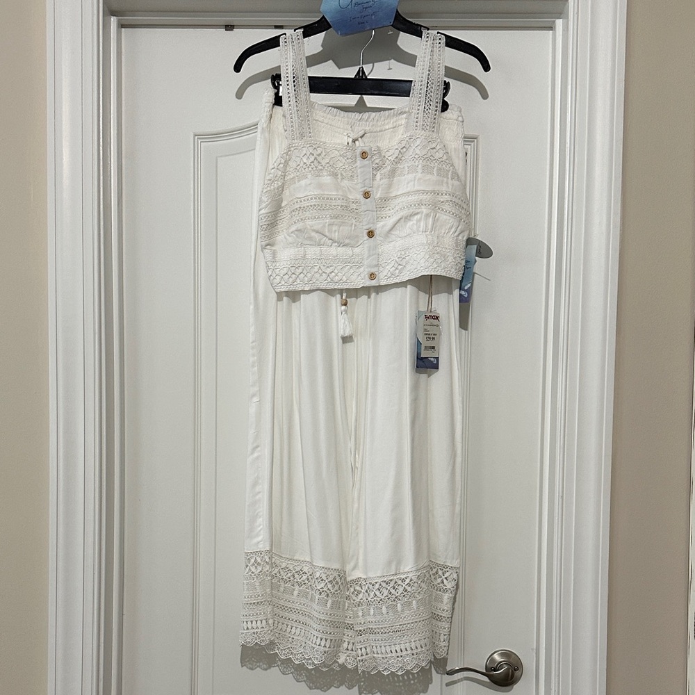 White Lace Trim two piece